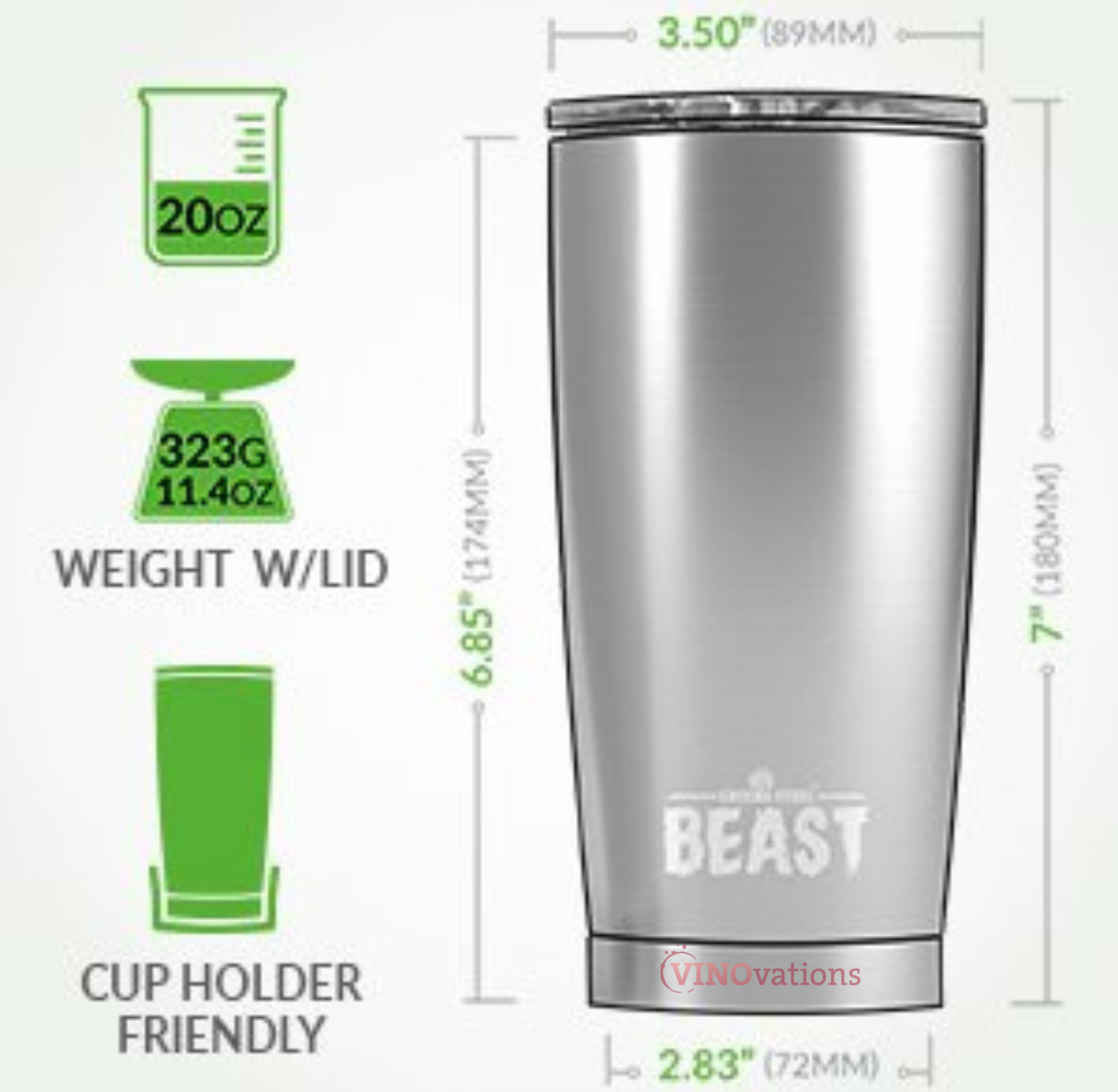 BEAST Custom Engraved 20oz Tumbler